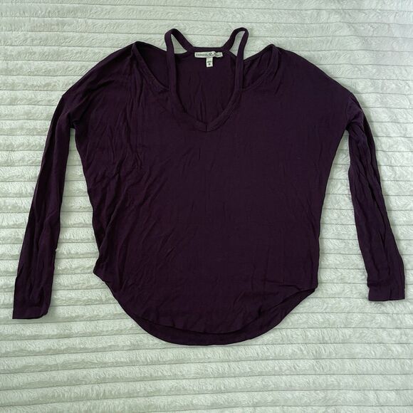 Express Tops - Express One Eleven Blouse Top Women’s XS Purple Cold Shoulder Sleeve V Neck Goth